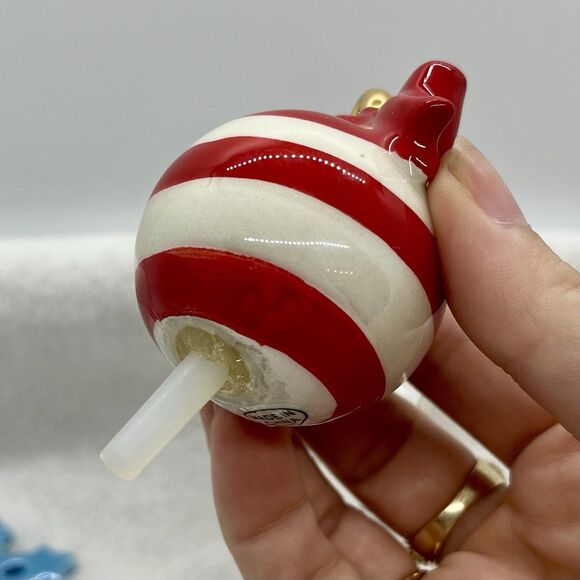 Nora Fleming Lot Of 4 Christmas Minis Snowflake Cross Striped Ornament - Picture 4 of 4